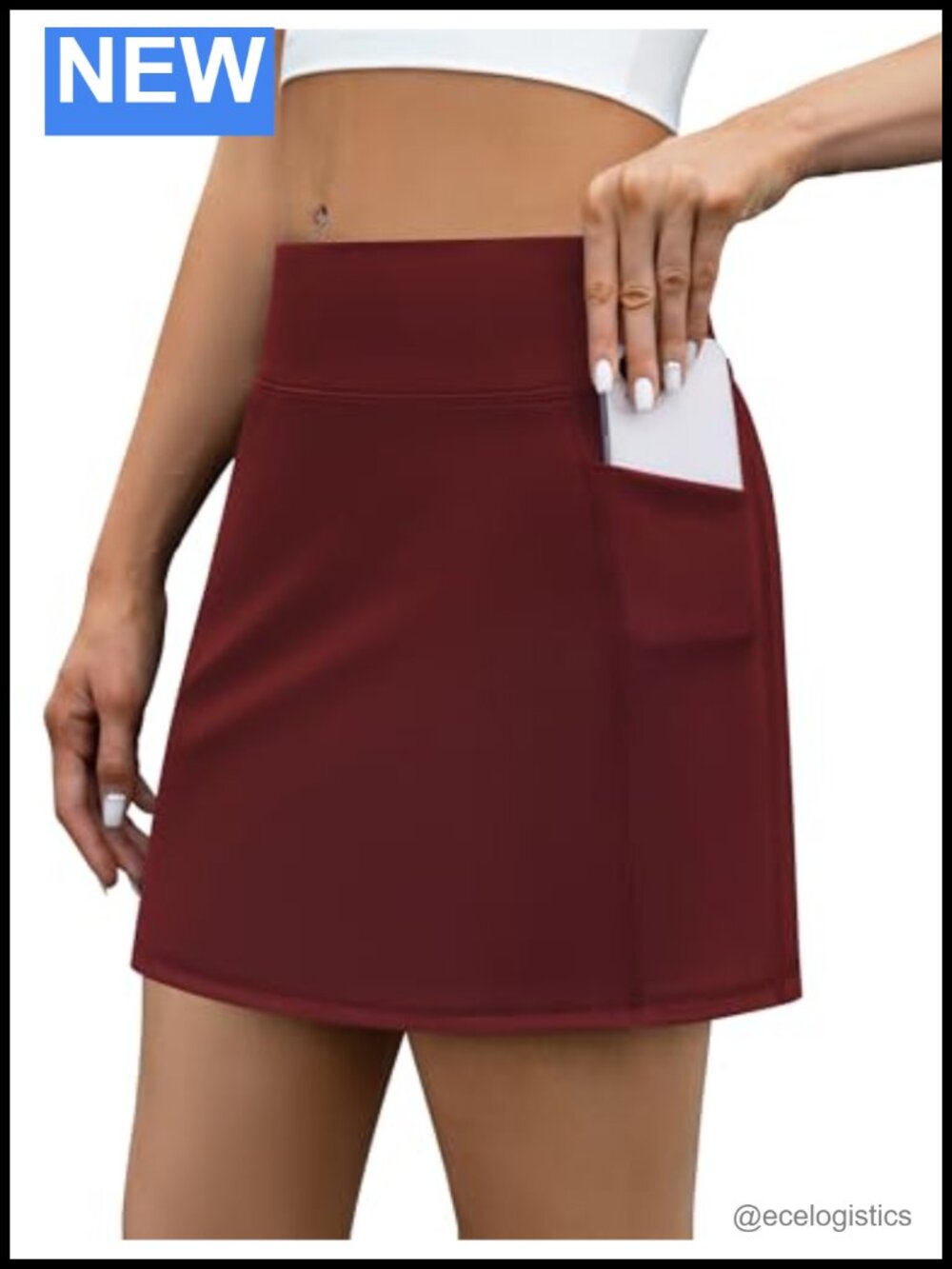 High Waisted Tennis Skort with Built-in Shorts, 4 Pockets, Athletic Golf Skirt